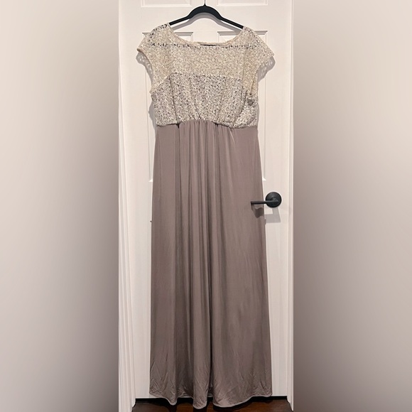 Tiffany Rose Maternity Mia Sequin Embroidered Full Length Gown - Dusky Truffle - Picture 5 of 8